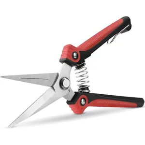 Pruning Scissors, Professional Garden Shears - Straight Stainless Steel Blades - Sharp Gardening Hand Pruner for Garden Harvesting Fruits, Vegetables, Trimming Flowers and Plants, 8.1IN(Red)