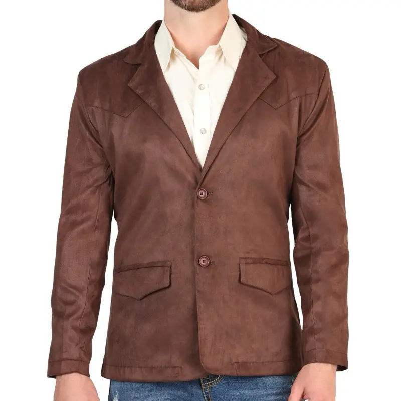 Men's Brown Suede Blazer - Classic Fit, Two-Button Design, Stylish Outerwear for Men Menswear Suit Jackets Formal