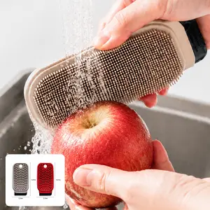Silicone Vegetable Brush for Kitchen - Multi-Functional Fruit Scrubber, Food Grade BPA Free, Potato & Carrot Cleaner Brush, Ergonomic Design