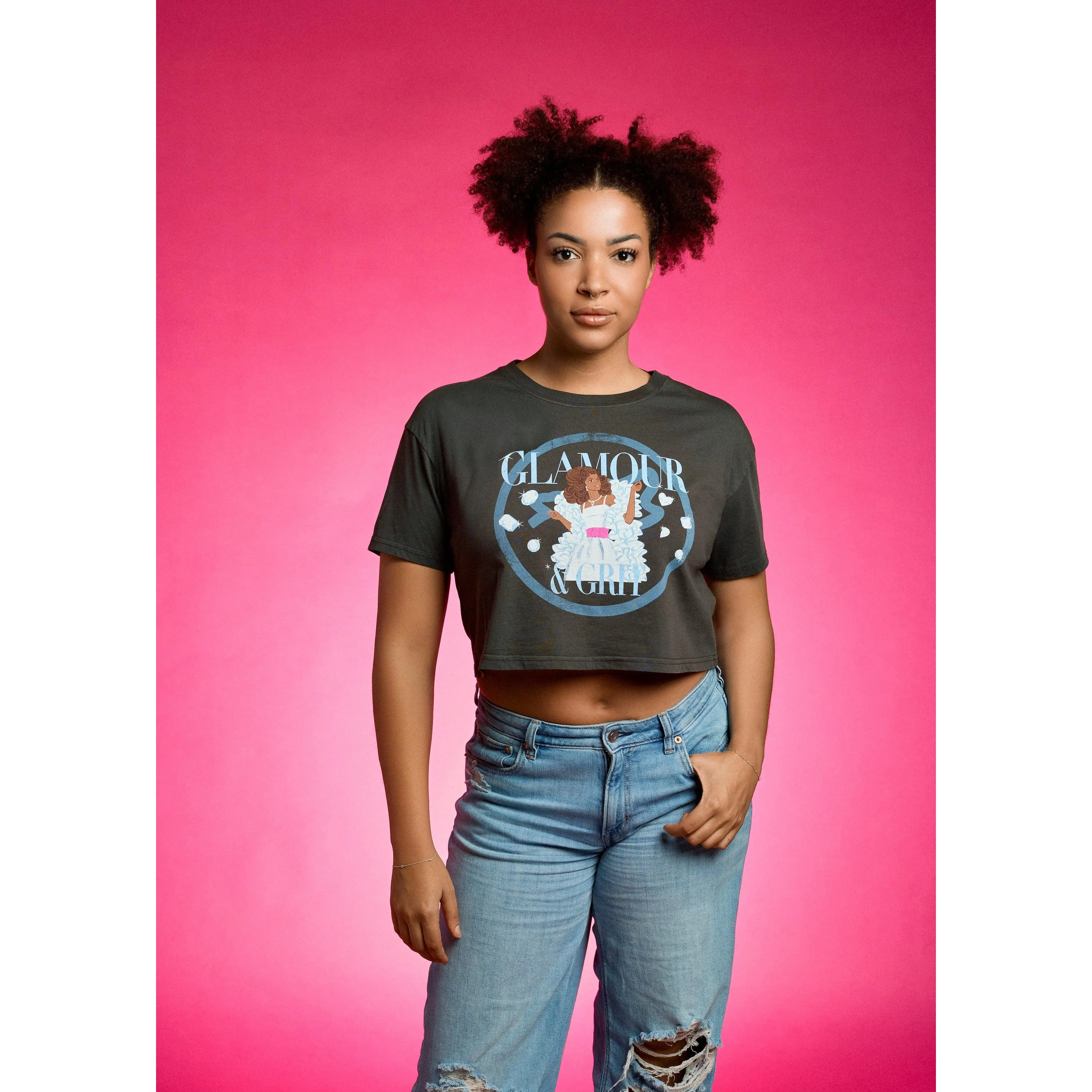Barbie Glamour and Grit Graphic Crop Shirt