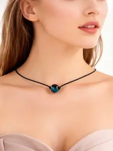 Blue Tiger Eye Stone Clavicle Necklace, Natural Eagle Eye Stone Pendant, Simple Fashion Design, Anxiety Relief, Emotion Stability, Holiday Gift