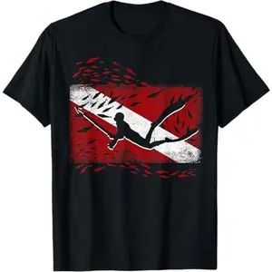 Scuba Diver Flag Snorkeling Diving Freediving Spearfishing T-Shirt