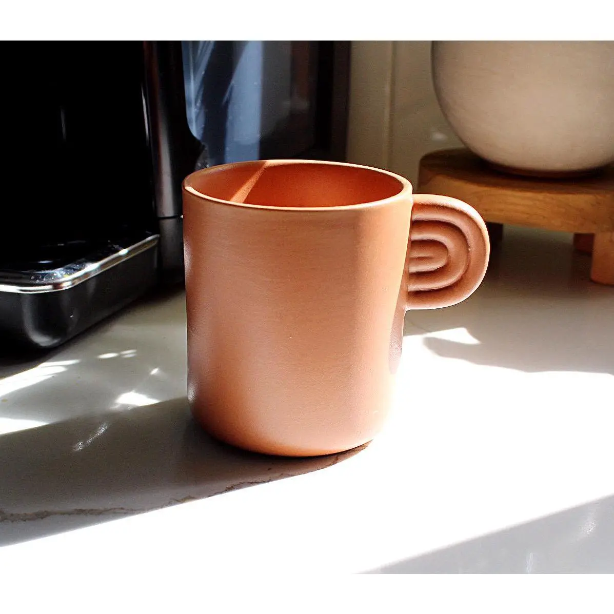 Modern Terra Cotta Coffee Mug – Minimalist Farmhouse Style Cup