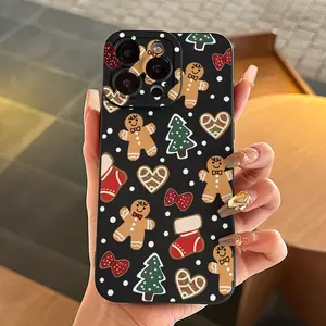 Christmas Gingerbread Man Phone Case, Compatible with iPhone XR 11 12 13 14 15 16 Plus 17 Pro Max Air Series, Festive Holiday Design