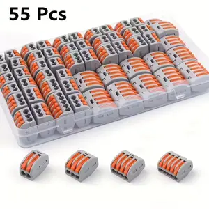 Quick Connectors Push-in Lever Connectors With Storage Box For Electrical Wiring 55pcs