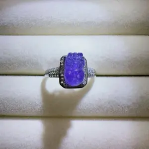 <PingEast jewelry > Tanzanite PiXiu ring——925 Sterling Silver Ring featuring a natural Tanzanite with a bold Pixiu guardian beast design. Powerful, elegant, and uniquely stylish