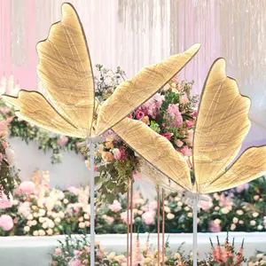 2-Pack Butterfly Wedding Aisle Lights Romantic Butterfly LED Decoration Lights, Adjustable Height 57.5-70.1in LED Decor with Dual Mounting for Indoor Weddings (Gold, Warm Light)