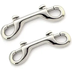 2 Pcs Silver Zinc Alloy Double End Bolt Snap Trigger Clips - Ideal for Dog Leash, Diving, Key Chain, Horse Tack, Pet Feed Buckets