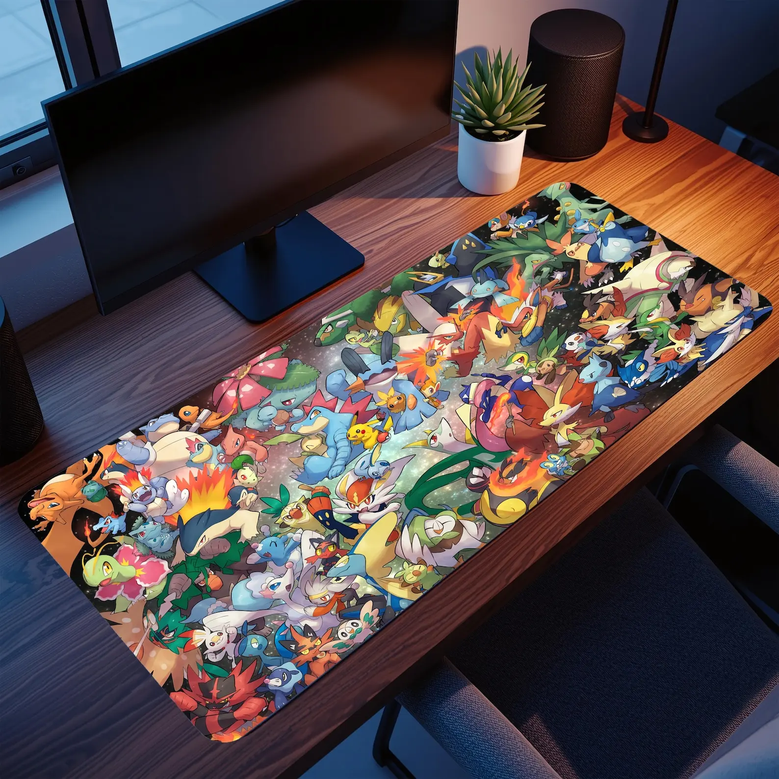 PKM Gaming Mouse Pad Spill-Resistant Playmat Anime Play Mat With Card Zones TCG, Deskmat & Mousepad