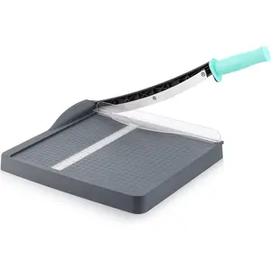 Paper Cutter, Paper Trimmer with Safety Guard, 12" Cut Length Paper Slicer with 16 Sheet Capacity Cutting Board, Guillotine Paper Cutter for Cardstock Cardboard Vinyl (Gray)
