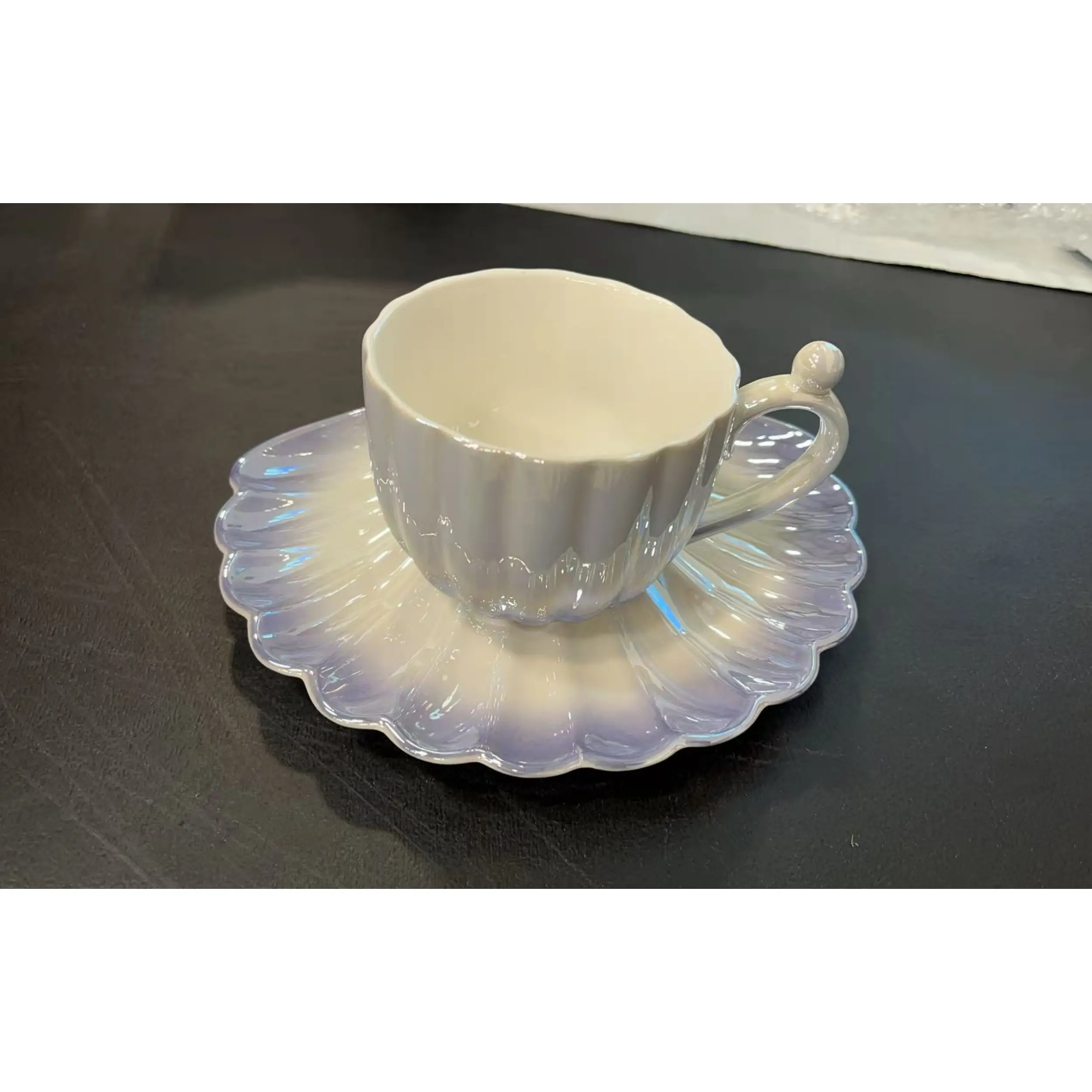 Pearl Shell Cup and Saucer 8oz Gradient Ceramic Coffee Mug Vintage Tea Cup  Cappuccino Latte Art for Afternoon Tea Christmas Gifts High Quality  Handcrafted Drinkware - TikTok Shop