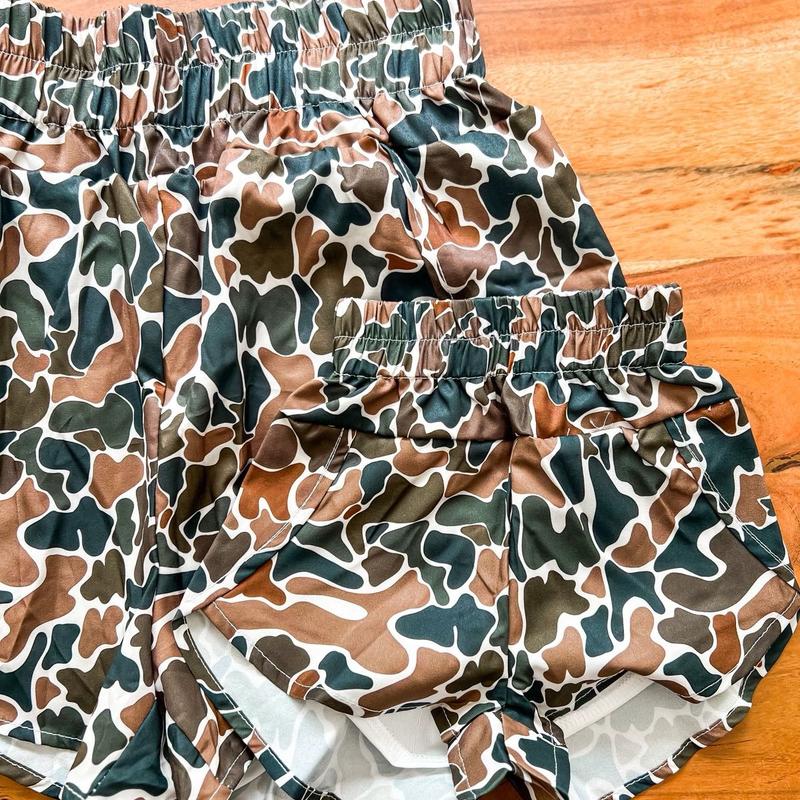 High waisted Retro Camo Atheltic Shorts