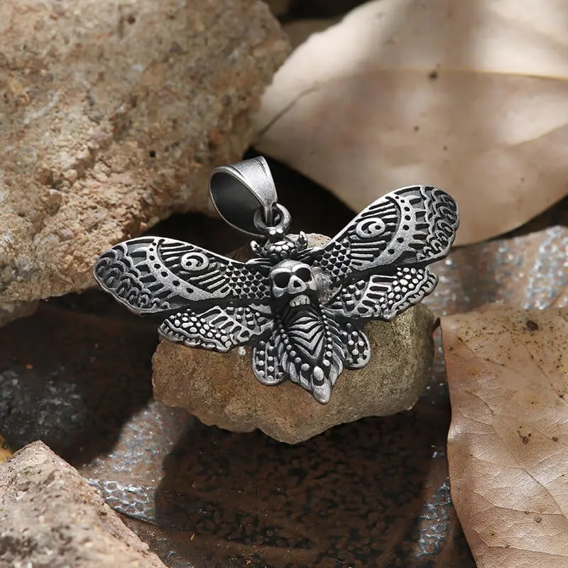 GTHIC Unisex Gothic Death's-head Hawkmoth Skull Pendant Stainless Steel Fashion Accessories for Daily Wear
