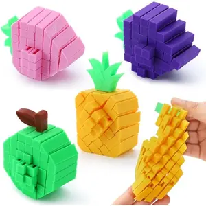 4 Pcs 3D Printed Fidget Fruit Toys, Make a Sound Flexible Desk Fidget Worm Toy for Stress Relief, Boys Girls Kids Adults Birthday Gift Party Favors Stress Toys