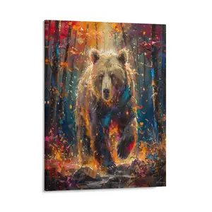 Brown Bear Oil Painting Posters Wall Art Prints Abstract Forest Animal Canvas Posters Home Wall Art Family Bedroom Office Decor Aesthetic Festival Gift