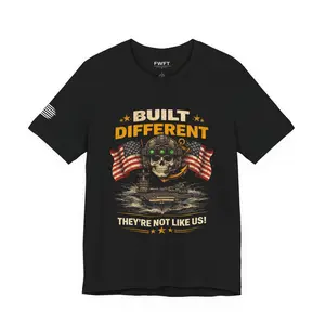 Built Different Skull - American Flags Navy Shirt | They’re Not Like Us Tee | US Navy Veteran Military Pride T-Shirt