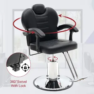 Barber Chairs with 102 °   -140 °   Reclining Backrest, Heavy Duty Hydraulic Pump Salon Chair with 360 °   Swivel for Barbershop, Hair Stylist, Black