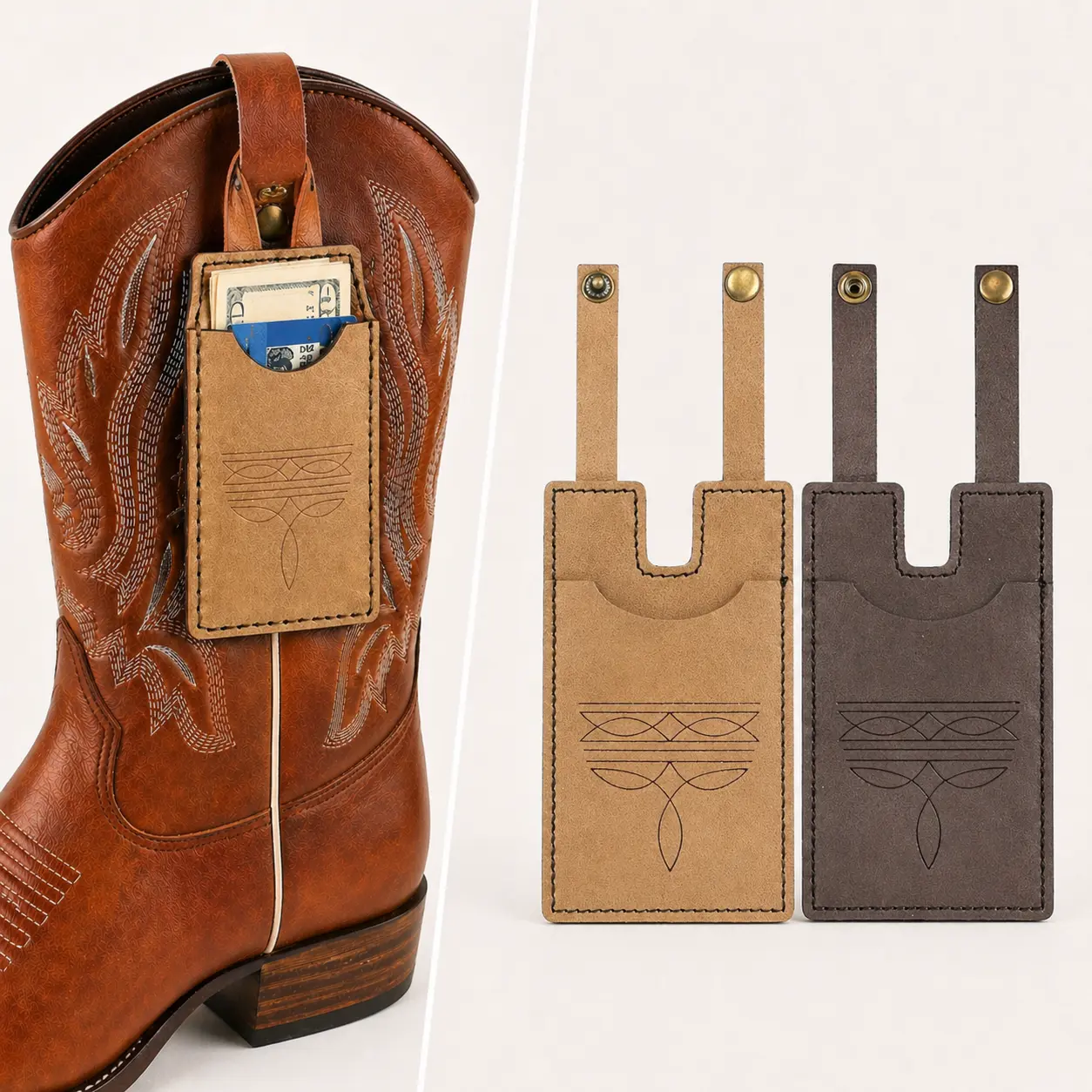 Hidden Boot Wallet for Cowboy Boots – Slim Card & ID Holder for Men & Women, Secure Hands-Free Pocket