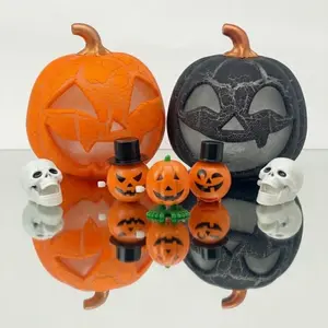 Halloween Crackle Glaze Pumpkin , LED Light Up Jack-O'-Lantern with Spooky Glow, Modern Gothic Halloween Home Decor for Indoor Tabletop Party, Set of 2 (Orange & Black)