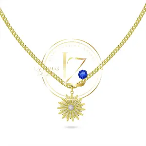 COD2003  Daisy Flower Pendant with 4 mm Cuban Chain Elegant Jewelry for Women Gold Plated Sun Design Necklace