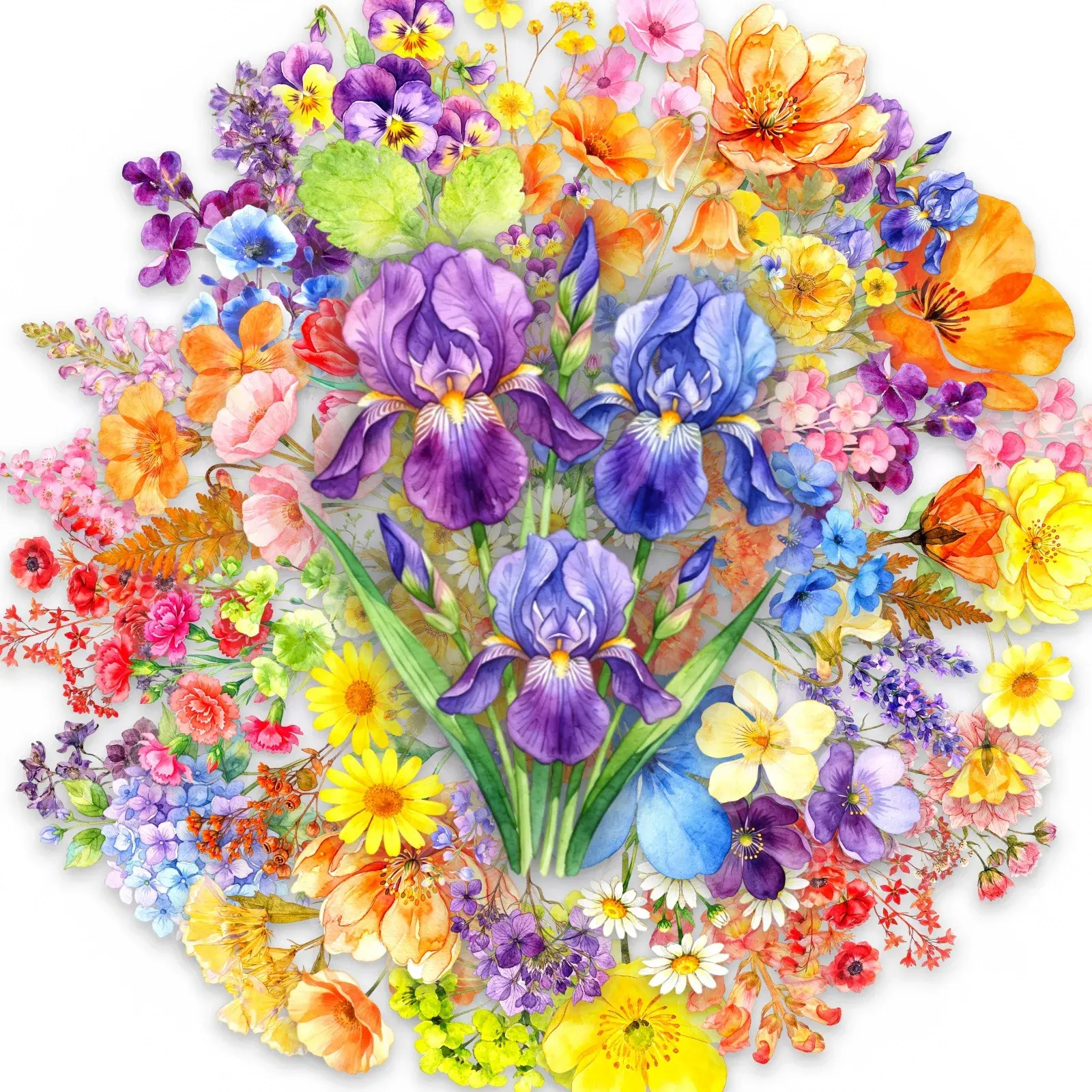 50 Pcs Beautiful Watercolor Floral Plant Stickers Pack Clear Waterproof Decorate Vase Cup Phone Window Fridge Storage Box Decals