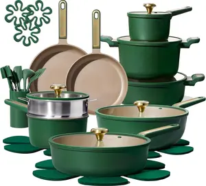31pcs NonStick Kitchen Set - CAROTE Pots and Pans Set Non stick, Cookware Set, 31pcs NonStick Kitchen Set Induction Cookware Non-toxic Cooking Set, Green