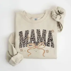 Leopard Mama Sweatshirt/T-shirt For Women – Coquette Mom Style, Cute Mother’s Day Gift, Cozy Mom Pullover, Trendy Casual Wear