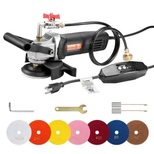 VEVOR Wet Polisher 800W, 4 Concrete Grinder with 6 Variable Speed and 7 Polishing Kits, Wet Grinder Machine for Marble, Granite, Stone, Rock, Tile, Equipped with a GFCI Switch, (1000 - 4000 RPM)