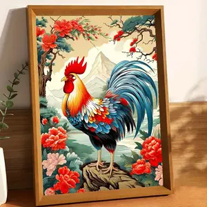 Rooster Pattern DIY Diamond Arts Colorful Painting Kit without Frame, DIY 5D Diamond Arts Colorful Painting Kit, Wall Art Decor for Home Living Room