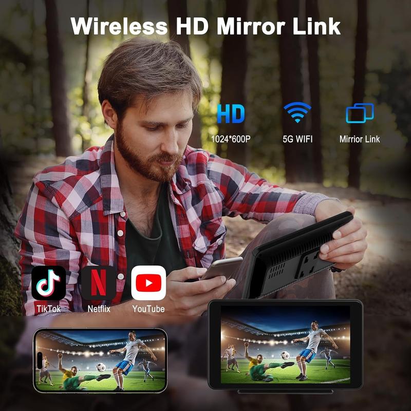 【New Year Gifts】PASLDA Apple Carplay Screen for Car, 7" HD Portable Car Stereo Touch Screen with Wireless Android Auto, Backup Camera, Car Video Player with Voice Control, Mirror Link, Bluetooth, GPS Navigation Suitable For Daily Driving And Traveling