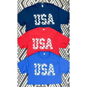 USA Stars Distressed Graphic T-Shirt