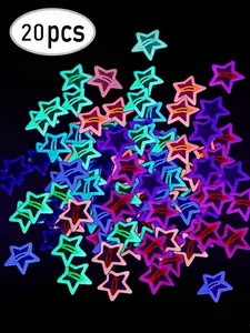 20pcs Random Color Candy-Colored Luminous Hairclips, Star-Shaped Decorative Bb Clips, All-Season Universal Festival Gifts
