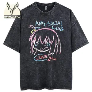 Bocchi Club Music Band Anime Bocchi The Rock Cotton Tops Creative Crew Neck Tees Washed TShirt Men Oversized Printed Tshirts
