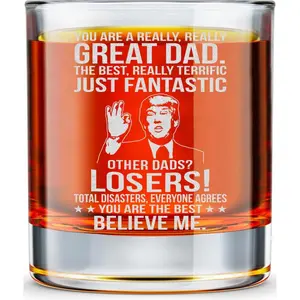 Gifts for Dad from Daughter, Son - Dad Glass Gifts for Christmas, Birthday - Cool Present for Father - 10oz Whiskey Papa Rock Glass Grandpa Papa Birthday Christmas Father's Day Gift
