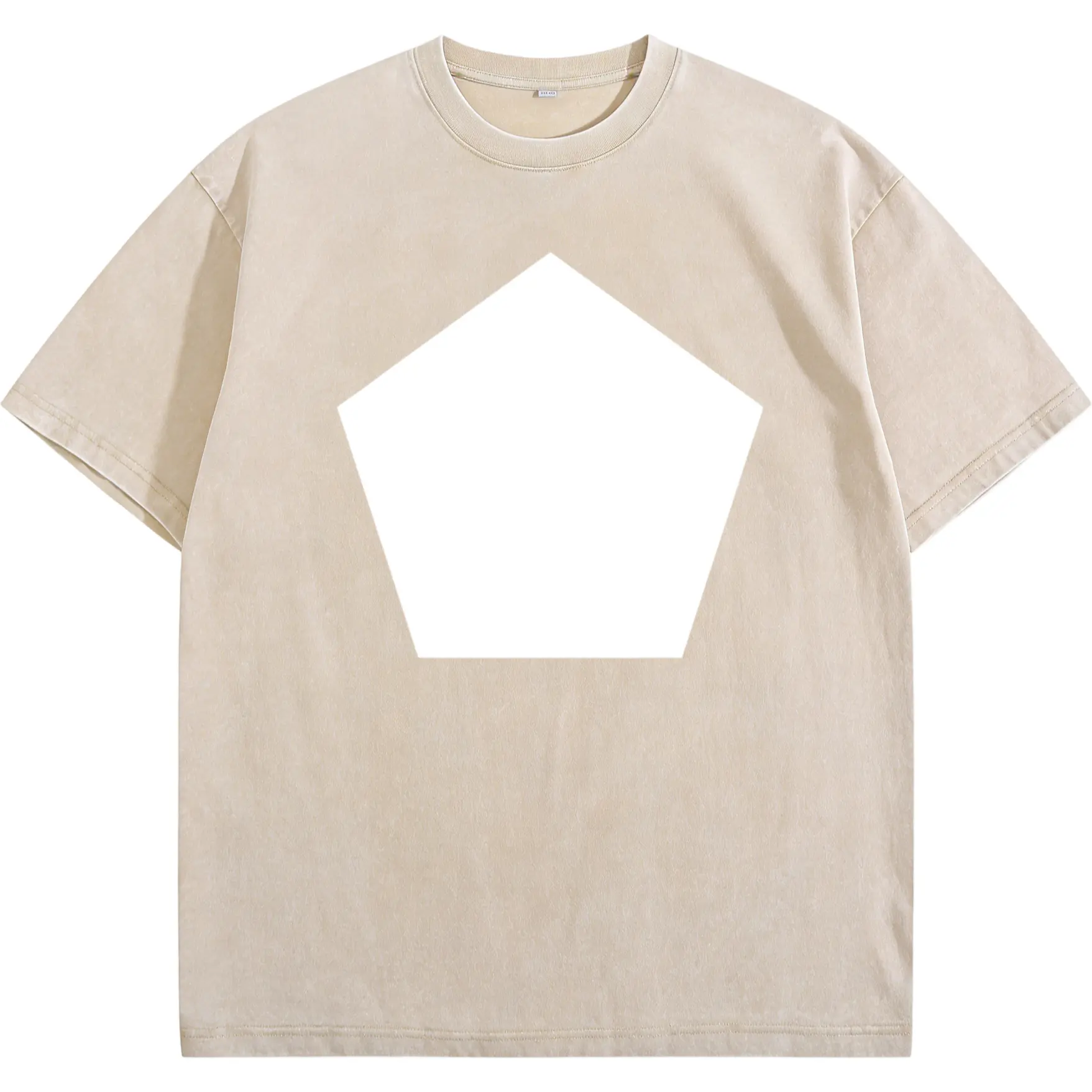 Big Pentagon Geometric Pattern Black Graphic Short Sleeve T-Shirt, Casual Crew Neck Tee