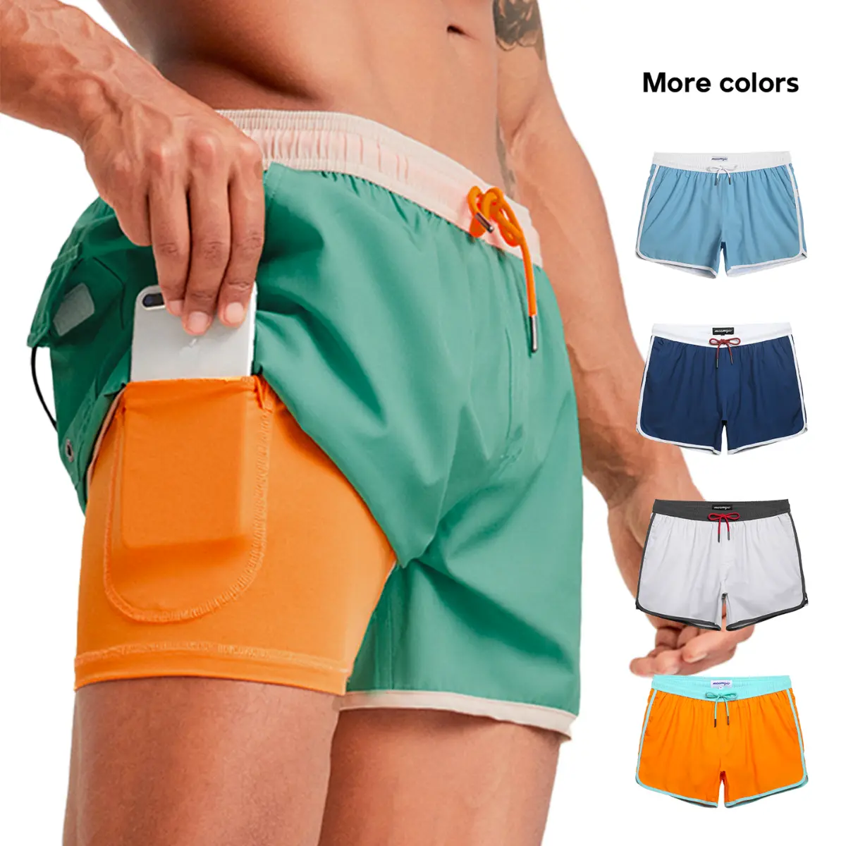 Maamgic Swim Shorts 4.5 Inseam Spandex,2 in 1 Stretch, Polyester, Adjustable Waistband, 2 Side Pockets, 1 Back Pocket & Quick-Drying Summerfinds DealsForYouDays | Compression Liner & Anti-Chafe,Beach Activities,Swimming Pool,Casual Vacation SwimTrunks