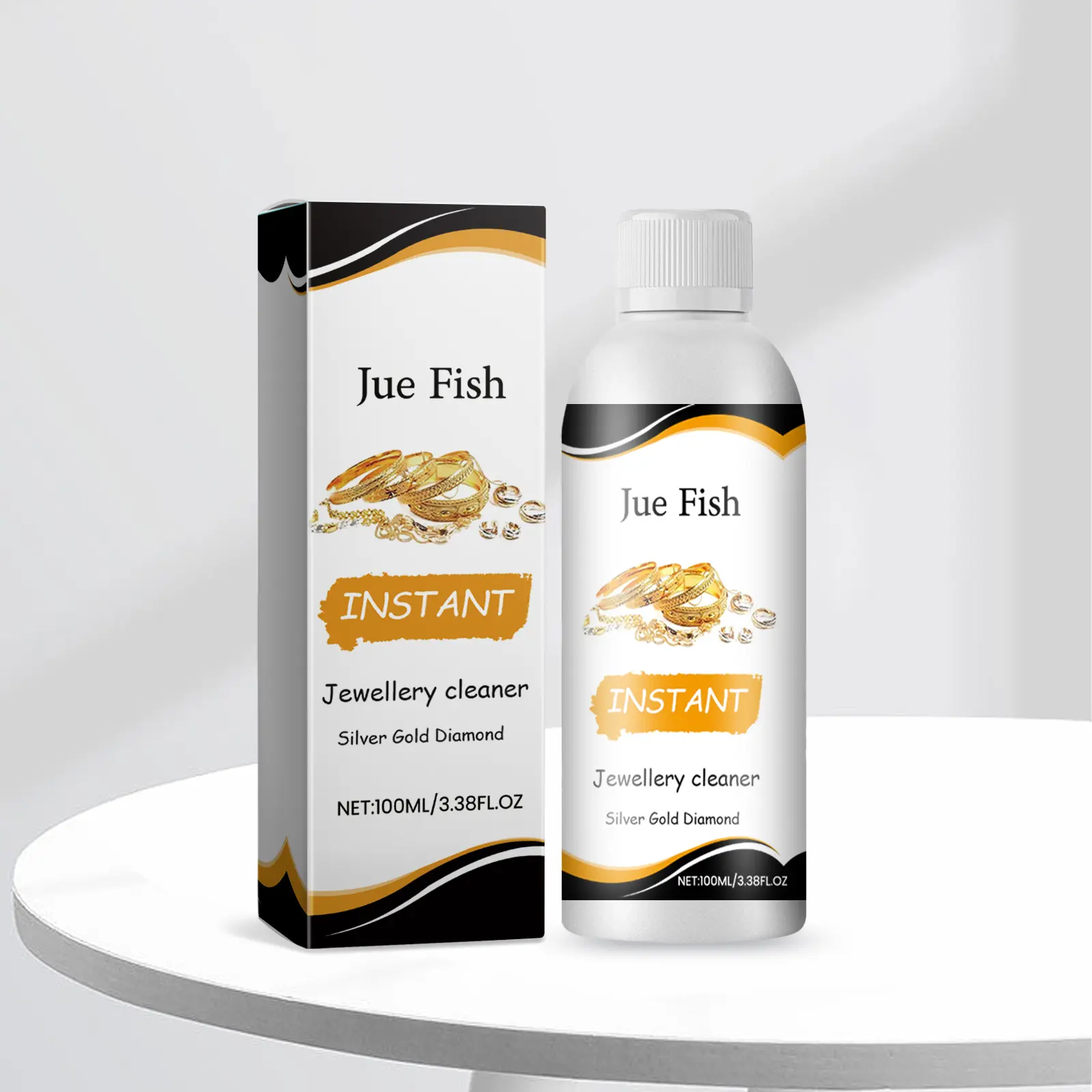 Household Liquid Jewelry Cleaner Solution - Easy Soak Formula for Rings, Earrings, Necklaces, Bracelets to Remove Dirt, Oil Marks, Surface Buildup