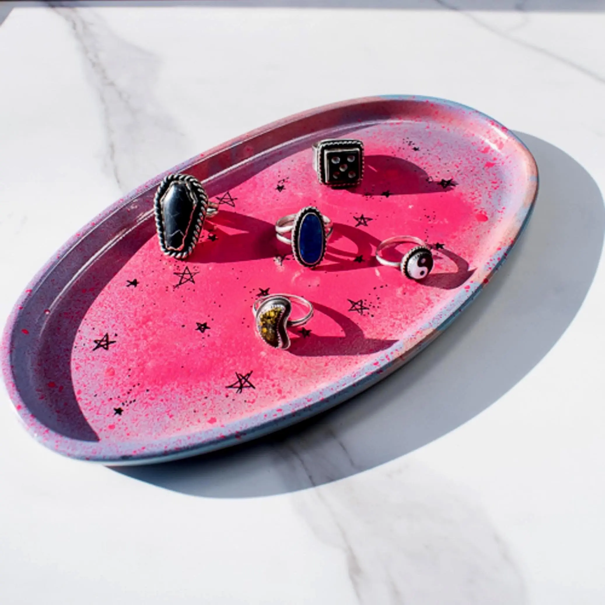 Hand-Painted Concrete Altar Tray: Wabi Sabi Sacred Space Dish