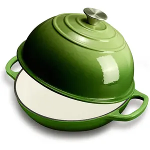 Enameled Cast Iron Bread Oven for Sourdough, Dutch Oven for Bread Baking with Lid, Dutch Oven Bread Pan, 6 Qt, Green