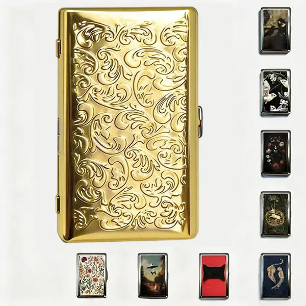 Women's Vintage Metallic RFID-Protected Credit Card Holder - Snap-Closure Metal Stash Tin, Credit Card Organizer, Multifunctional Office Storage Accessory