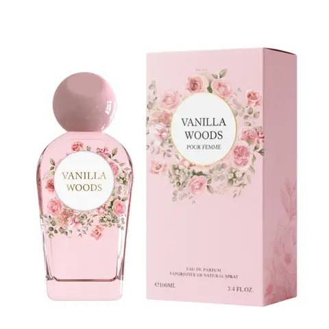 Vanilla Woods, Jean Rish, Eau De Parfum (3.4 Fl Oz / 100ml) with Vanilla, Pink Pepper, Pink Apple,Sugar Crystals, Long Lasting and Luxury Fragrance, Made in USA