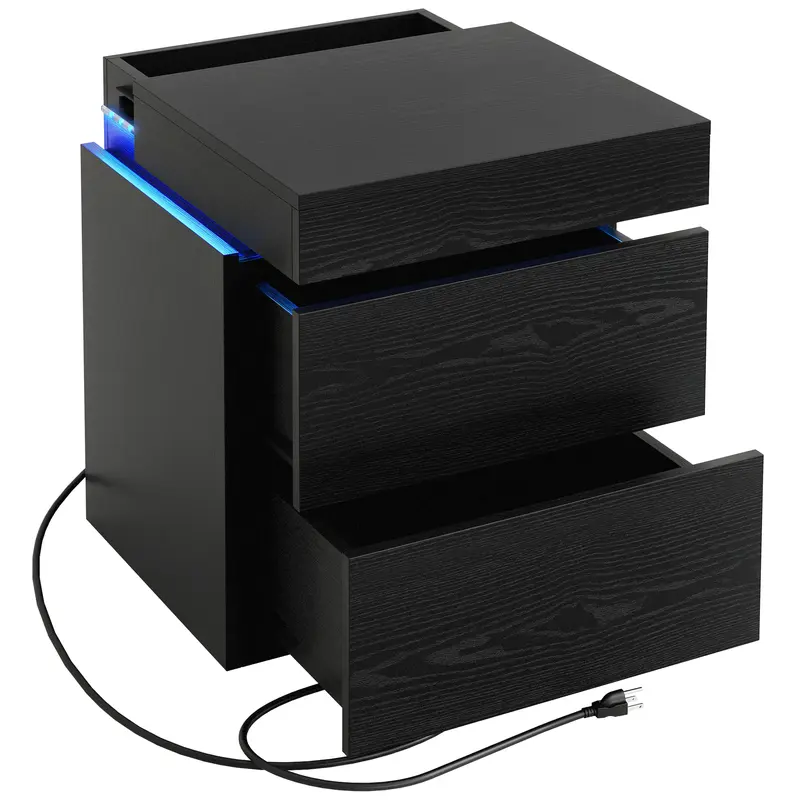 Sliding Top Hidden Storage-2 Drawers-Black-1PC
