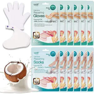 Intensive Repairing Hand & Foot Masks, Restore and Moisturize Dry, Cracked Skin, Self Care Gifts for Women, Spa Kit, Stocking Stuffers, 6 Moisturizing Gloves & 6 Moisturizing Socks