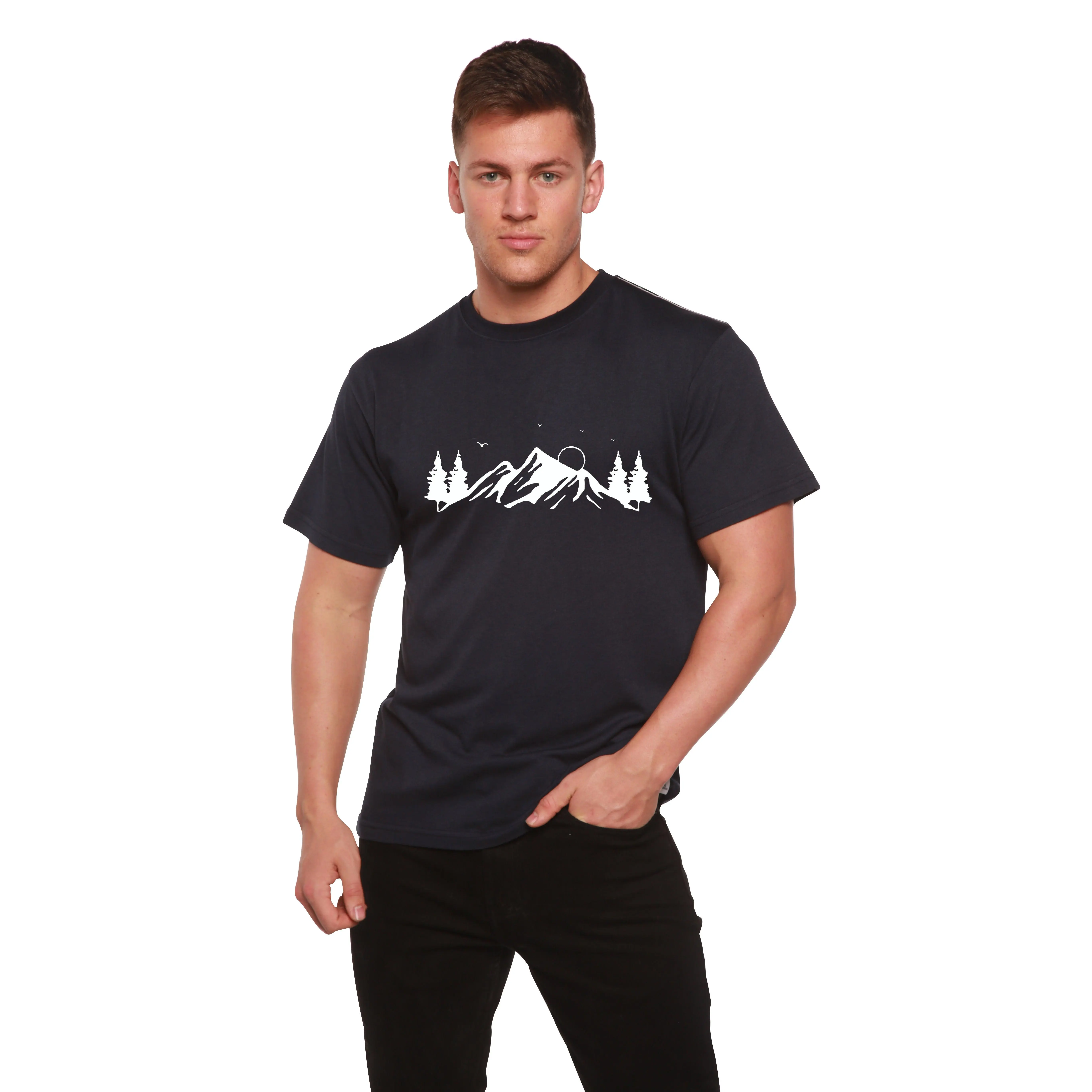 Men's Bamboo Viscose/Organic Cotton Short Sleeve T-Shirt with Print Mauna Kea