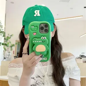 Cute Love Crocodile Stand Phone Case Cover For iPhone 11 12 13 14 15 16 Promax