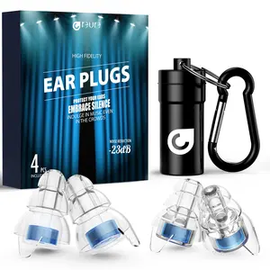 High Fidelity Concert Ear Plugs, 2 Pairs Noise Cancelling Silicone Ear Plugs for Concerts, Loud Music, Musicians, Motorcycles, Airplanes & Raves, -23 dB Hearing Protection