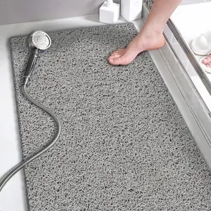 Shower Mats Non Slip Without Suction Cups 15.7× 36 Inch PVC Loofah Bathroom Mats Loofah Mats for Shower and Bathroom Quick Drying Grey