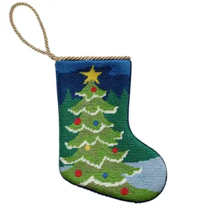 Christmas Tree Embroidered Mini Stocking