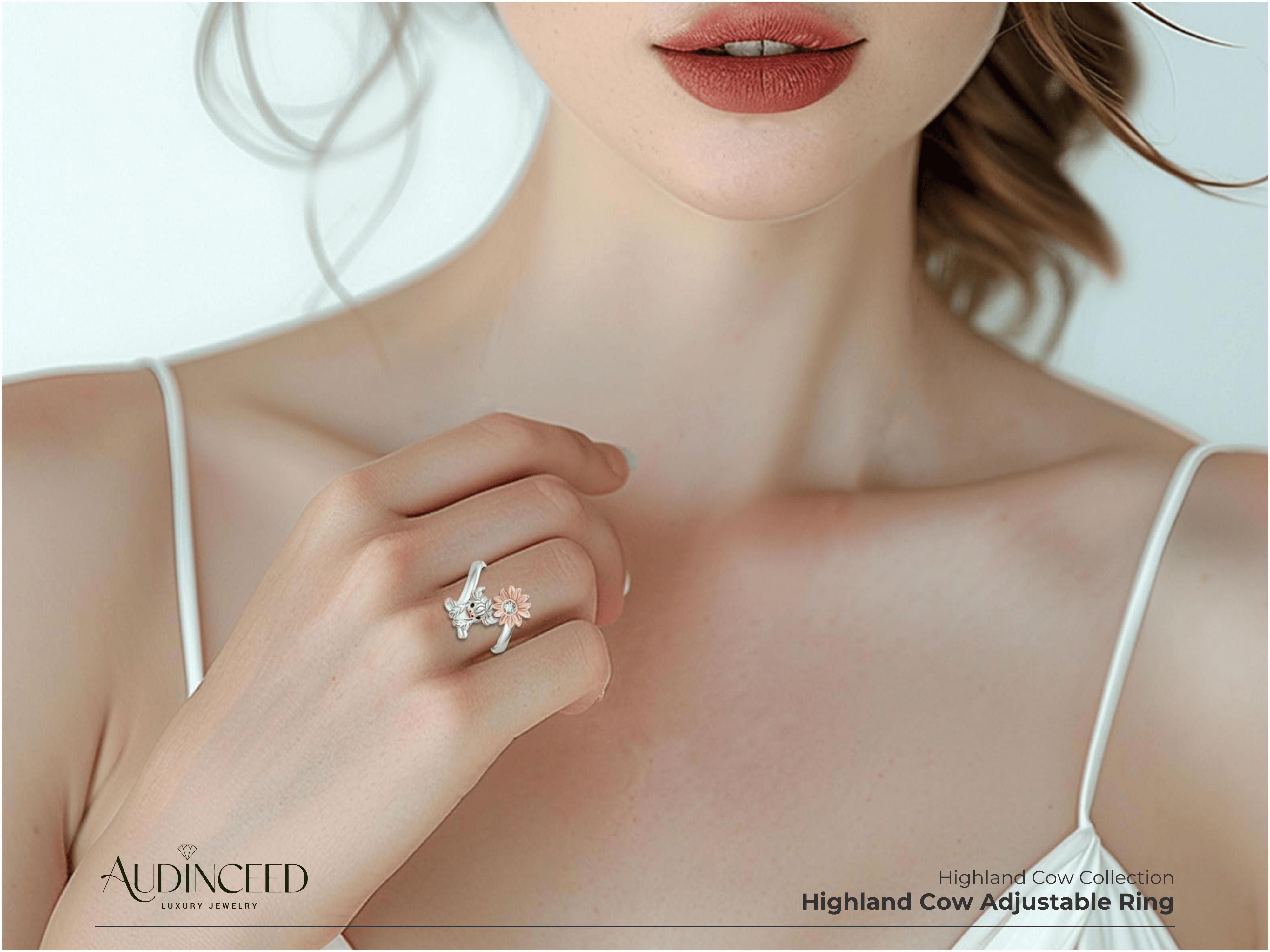 Audinceed Highland Cow Adjustable Ring, S925 Sterling Luxury Silver Adjustable Ring Vintage Charming Cute Affordable Jewelry Silver Ring Anniversary Birthday Gift for Girlfriend Woman Female Wife Audinceed Highland Cow Adjustable Ring, S925 Sterling Luxury Silver Adjustable Ring Vintage Charming Cute Affordable Jewelry Silver Ring Anniversary Birthday Gift for Girlfriend Woman Female Wife