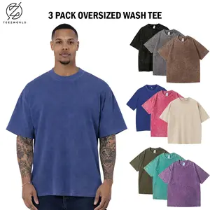 Combo 3 Pack - Acid Wash Loose Streetwear Tee, Relaxed Comfort Fit, Smooth Fabric Feel, Airy Breathable Design, Casual Daily Look, Lightweight Construction, Easy Styling Piece, Vintage Wash Texture, Durable Build, Minimalist Street Outfit